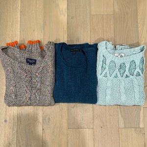 3 Long Sleeve Cable Knit Sweaters